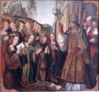 The Pope Blessing St. Auta, St. Ursula and Prince Etherius, from the St. Auta Altarpiece, c.1520 by Master of the St. Auta Altarpiece